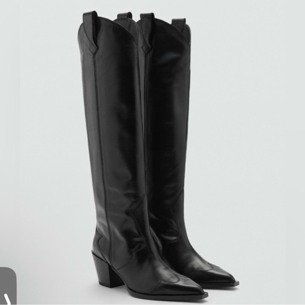 Mango Black Leather Boots - Picture 6 of 13